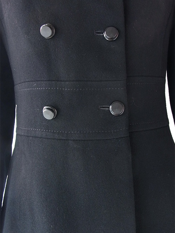 ヨーロッパ古着 フランス買い付け 60年代製 ブラック X シームデザイン ヴィンテージ ウール コート 18FC501