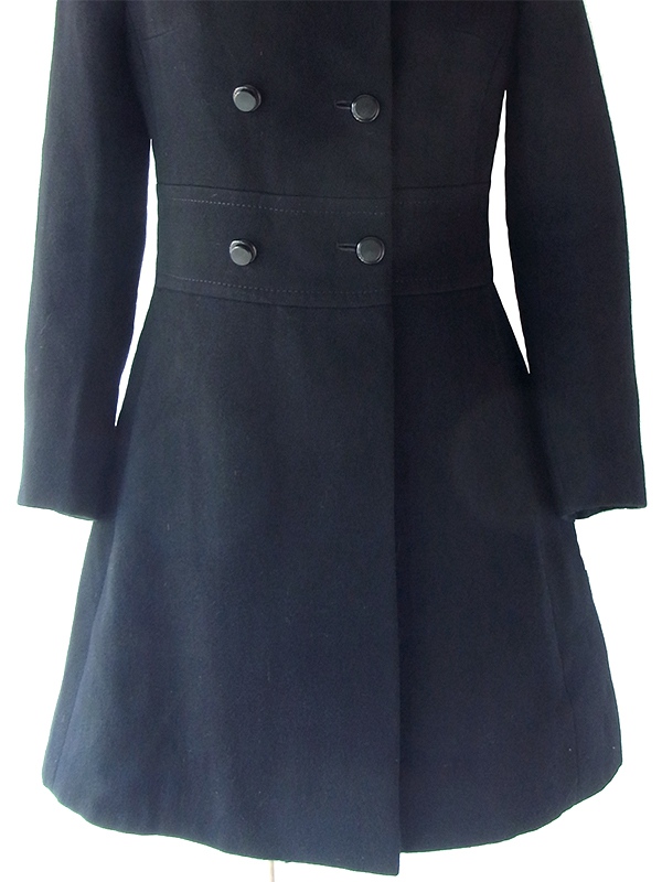 ヨーロッパ古着 フランス買い付け 60年代製 ブラック X シームデザイン ヴィンテージ ウール コート 18FC501