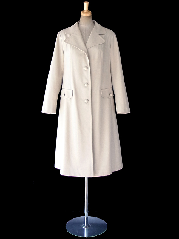 ヨーロッパ古着 フランス買い付け ライトグレイ X ステッチデザイン Aライン コート 18FC507