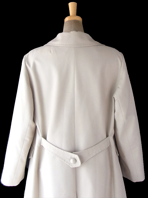 ヨーロッパ古着 フランス買い付け ライトグレイ X ステッチデザイン Aライン コート 18FC507