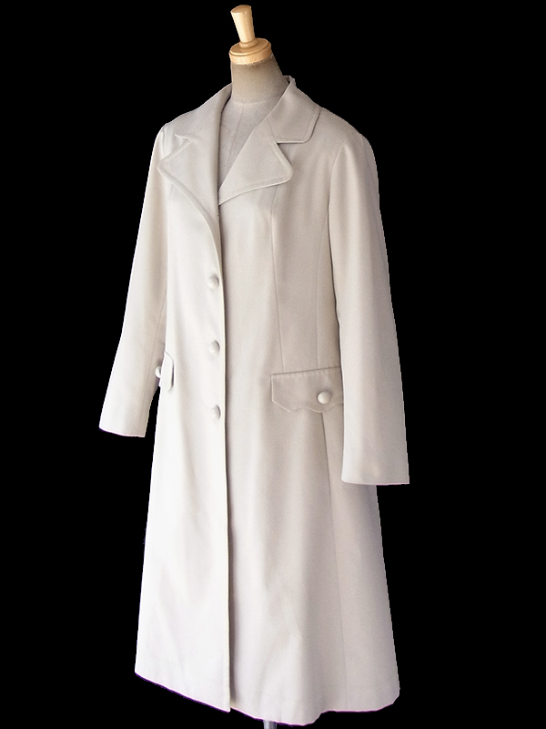 ヨーロッパ古着 フランス買い付け ライトグレイ X ステッチデザイン Aライン コート 18FC507