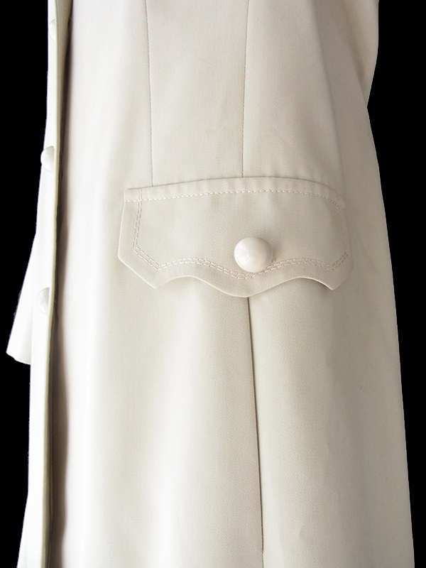 ヨーロッパ古着 フランス買い付け ライトグレイ X ステッチデザイン Aライン コート 18FC507