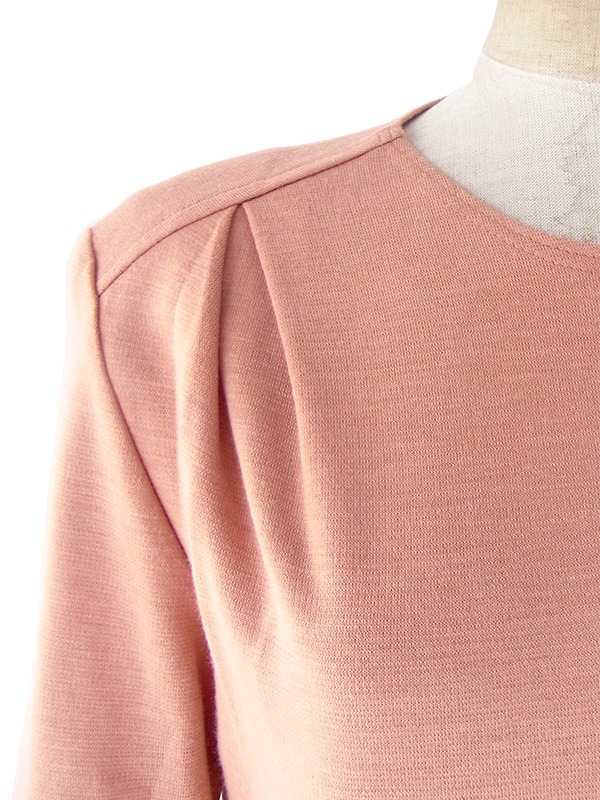 ヨーロッパ古着 70年代フランス製 アプリコット X タックデザイン 生地が重なったスカート ワンピース 18FC514