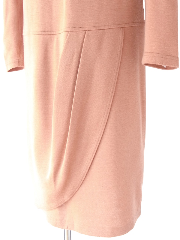 ヨーロッパ古着 70年代フランス製 アプリコット X タックデザイン 生地が重なったスカート ワンピース 18FC514