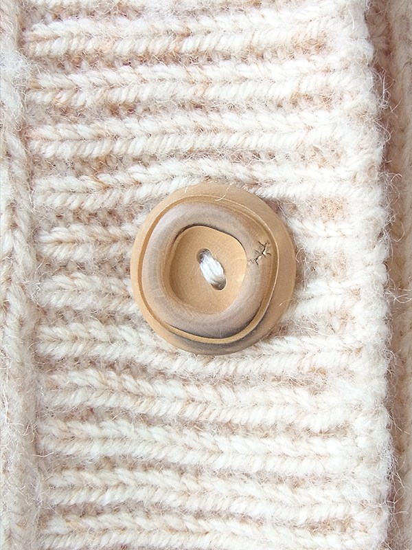 ヨーロッパ古着 フランス買い付け 60年代製 ライトベージュ X 共布ベルト付き アランニット カーディガン 18FC519