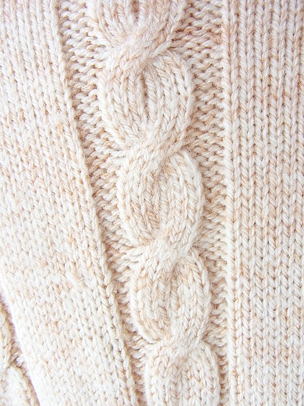 ヨーロッパ古着 フランス買い付け 60年代製 ライトベージュ X 共布ベルト付き アランニット カーディガン 18FC519