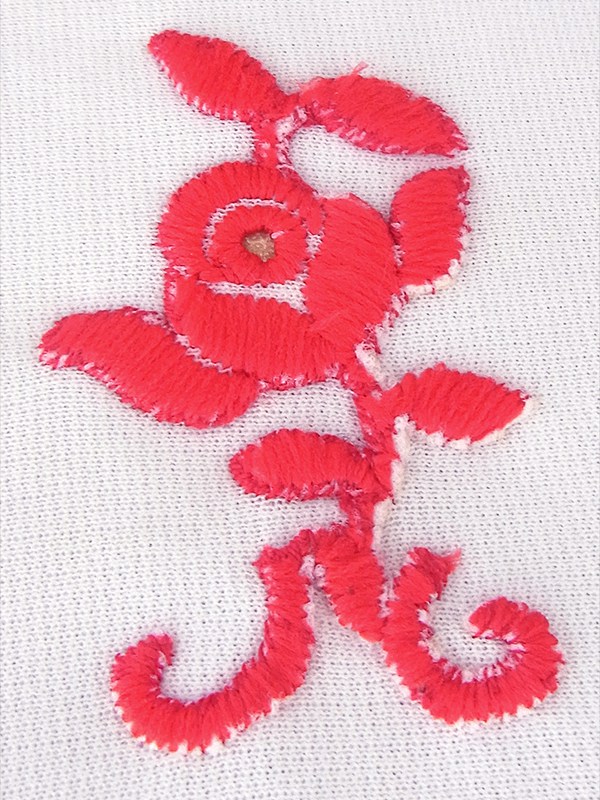 ヨーロッパ古着 ロンドン買い付け 70年代製 ホワイト X レッド 花柄カットワーク刺繍 ヴィンテージ ワンピース 18OM105