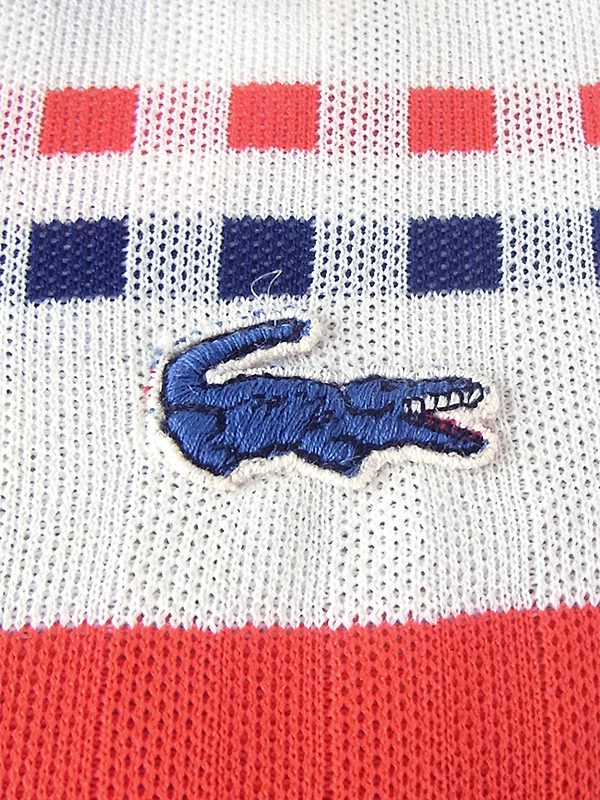 ヨーロッパ古着 ロンドン買い付け 70年代製 Lacoste トリコロール X ボーダー・ブロック フロントジップ ワンピース 18OM415