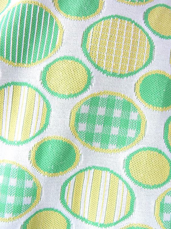 ヨーロッパ古着 ロンドン買い付け 70年代製 ライムグリーン X イエロー 水玉レトロ柄 ヴィンテージ ワンピース 18SR000