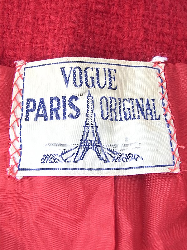 ヨーロッパ古着  60年代フランス製 VOGUE PARIS ORIGINAL レッド X くるみボタン ウール ジャケット 18SR008