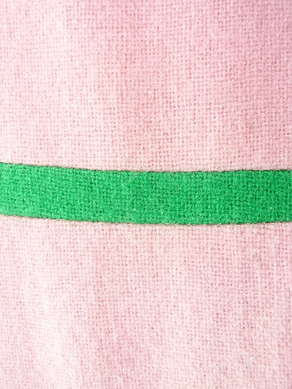 ヨーロッパ古着 ロンドン買い付け 60年代製 ピンク X グリーン 生地切り返しボーダー パフスリーブ ワンピース 18SR104