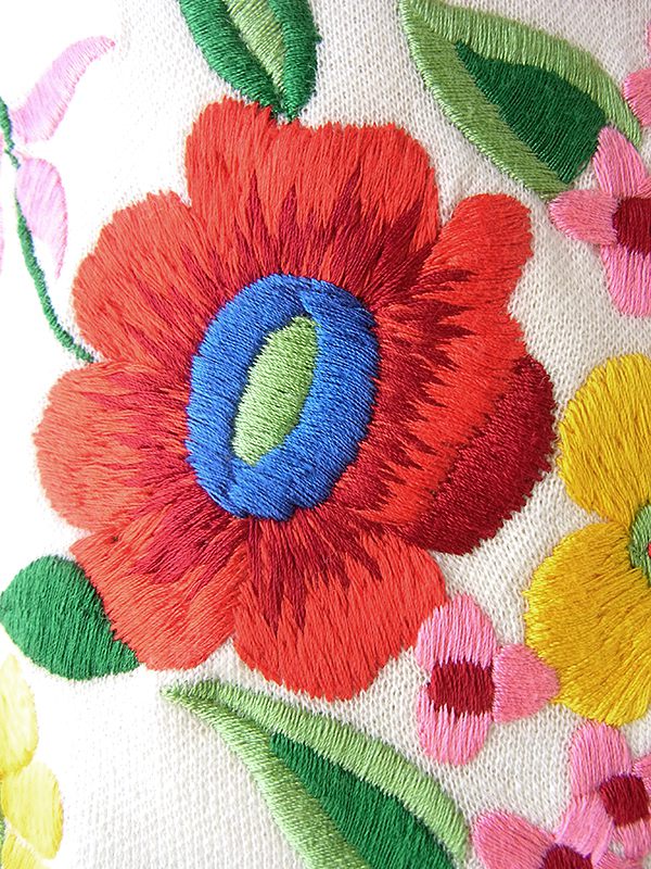ヨーロッパ古着 ロンドン買い付け 60年代製 ライトベージュ X 鮮やかな花柄刺繍 サマー ウール ワンピース 19BS102