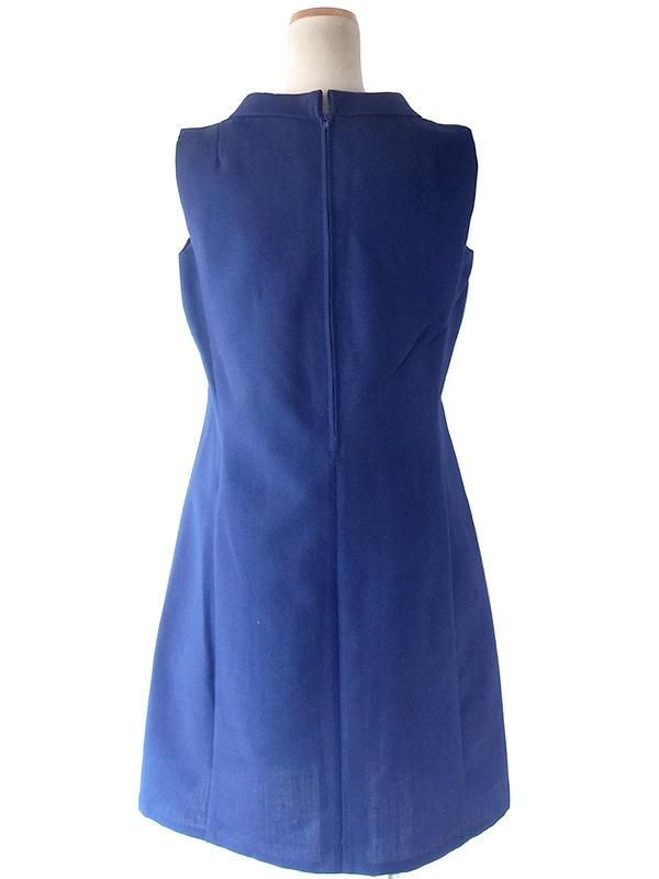 ヨーロッパ古着 フランス買い付け 70年代製 ミッドナイトブルー X 美麗シルエット ヴィンテージ ドレス 19FC410