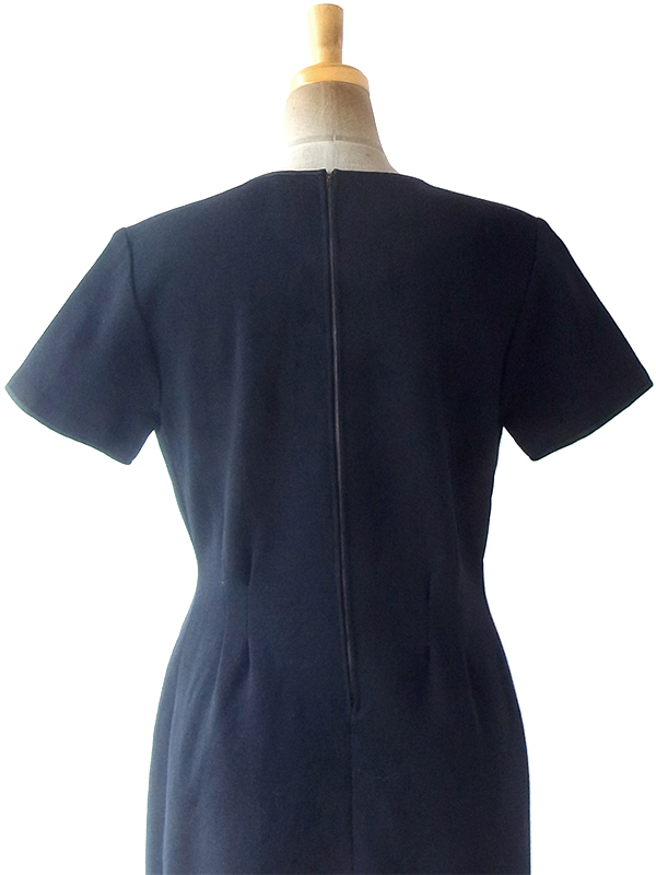 ヨーロッパ古着 フランス買い付け 60年代製 ブラック X ウェストタック ヴィンテージ 厚手ウール ドレス 19FC502