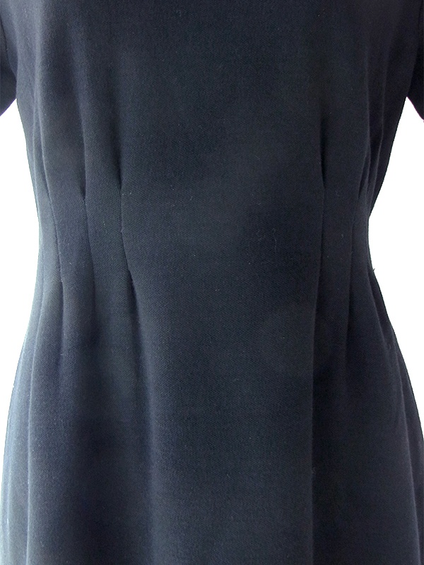 ヨーロッパ古着 フランス買い付け 60年代製 ブラック X ウェストタック ヴィンテージ 厚手ウール ドレス 19FC502