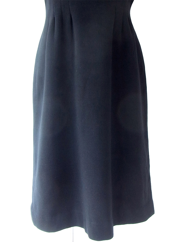 ヨーロッパ古着 フランス買い付け 60年代製 ブラック X ウェストタック ヴィンテージ 厚手ウール ドレス 19FC502