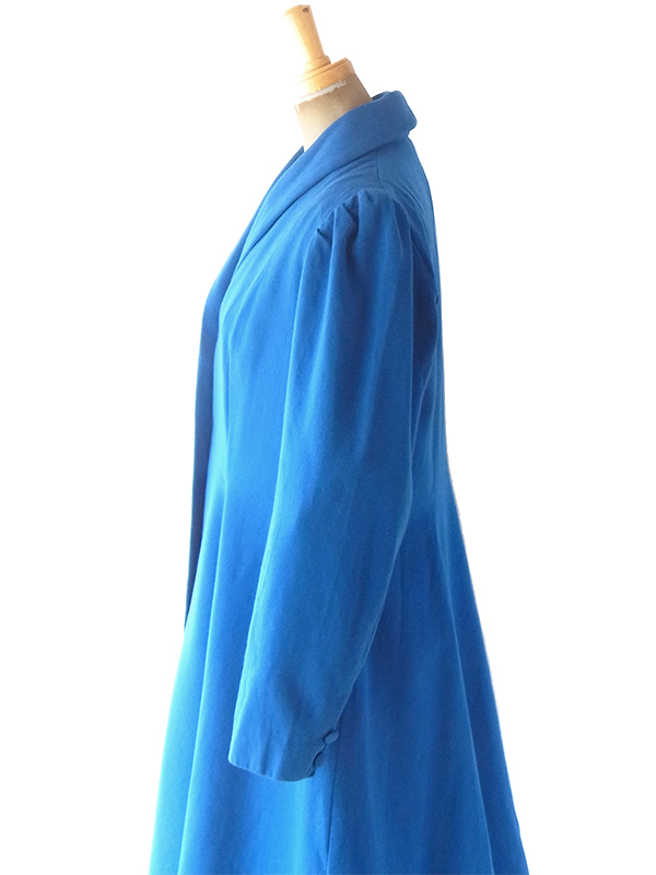 ヨーロッパ古着 フランス買い付け 60年代製 ロイヤルブルー 美麗シルエット ヴィンテージ ウール コート 19FC521