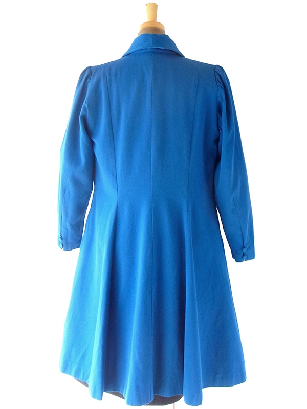 ヨーロッパ古着 フランス買い付け 60年代製 ロイヤルブルー 美麗シルエット ヴィンテージ ウール コート 19FC521