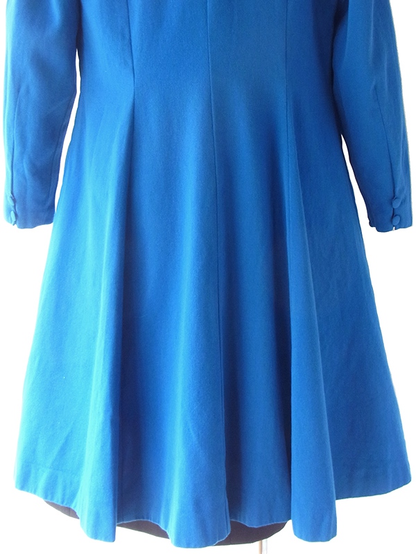 ヨーロッパ古着 フランス買い付け 60年代製 ロイヤルブルー 美麗シルエット ヴィンテージ ウール コート 19FC521