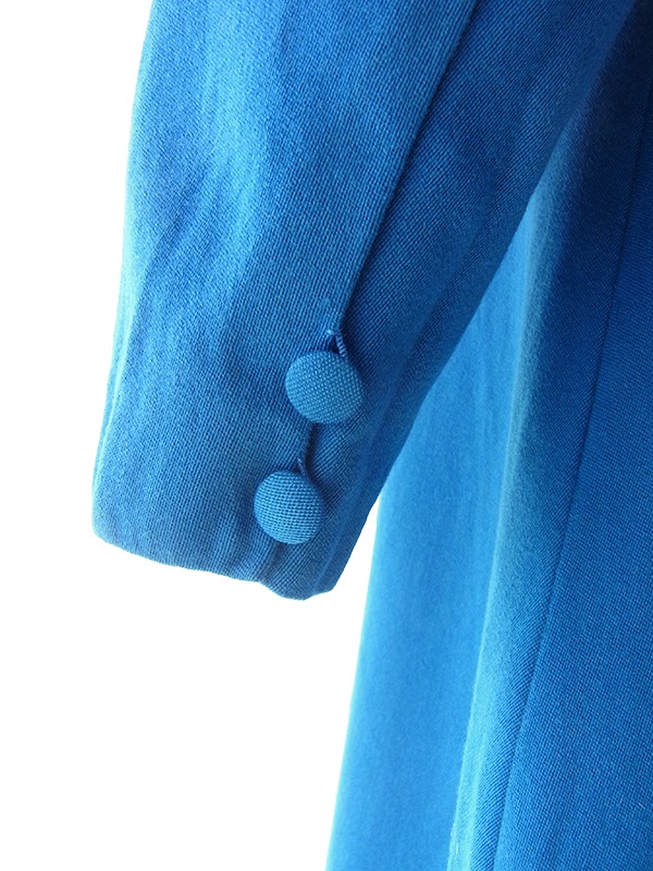 ヨーロッパ古着 フランス買い付け 60年代製 ロイヤルブルー 美麗シルエット ヴィンテージ ウール コート 19FC521