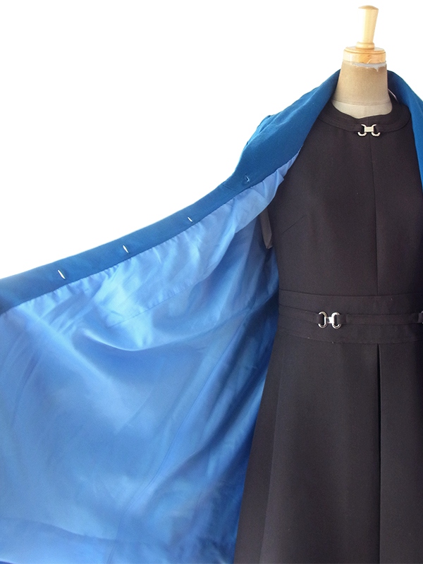ヨーロッパ古着 フランス買い付け 60年代製 ロイヤルブルー 美麗シルエット ヴィンテージ ウール コート 19FC521