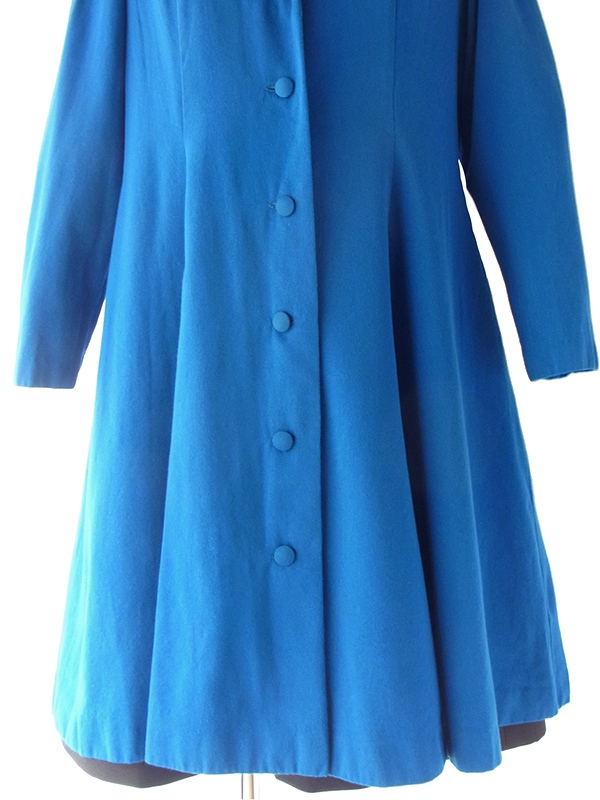ヨーロッパ古着 フランス買い付け 60年代製 ロイヤルブルー 美麗シルエット ヴィンテージ ウール コート 19FC521