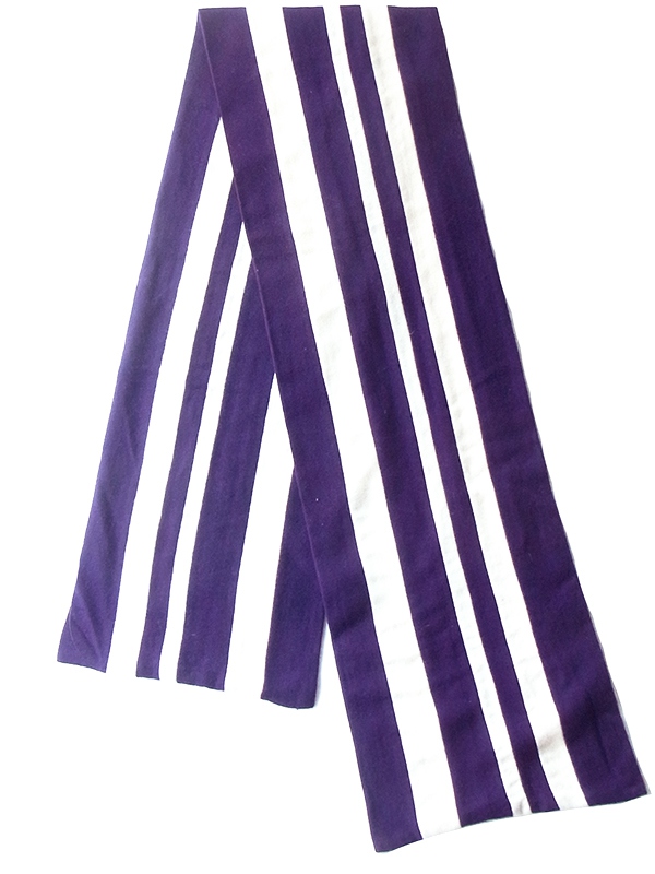 【ヨーロッパ古着】イギリス製 パープル X ホワイト ストライプ ウール スクール マフラー 20BS061【おとなかわいい】