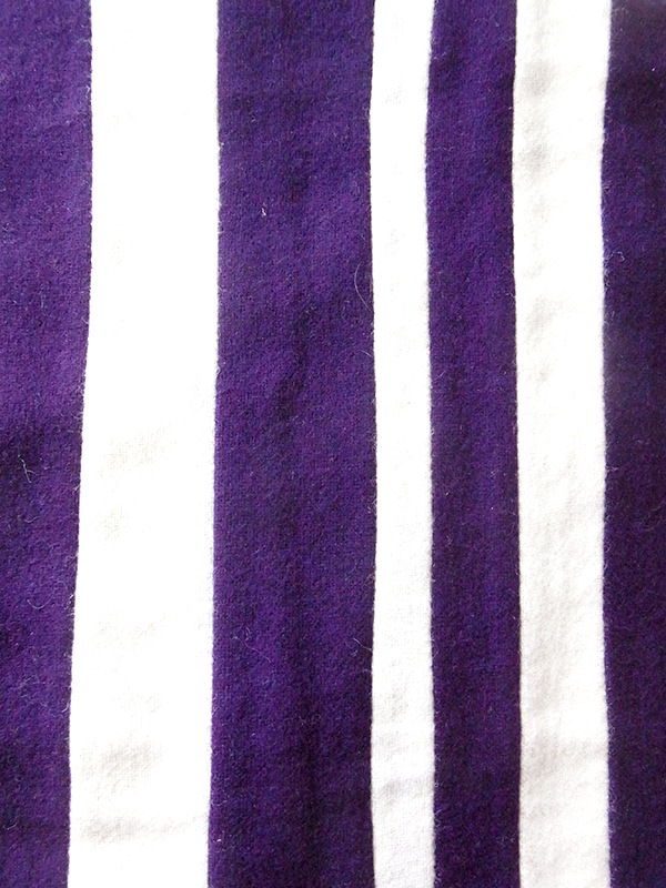 【ヨーロッパ古着】イギリス製 パープル X ホワイト ストライプ ウール スクール マフラー 20BS061【おとなかわいい】