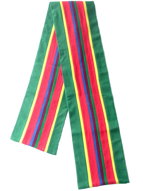 【ヨーロッパ古着】イギリス製 カラフル ストライプ ウール スクール マフラー 20BS063【おとなかわいい】