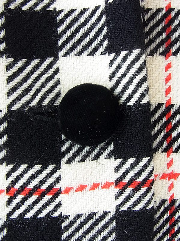 ヨーロッパ古着 イギリス製 Aquascutum アクアスキュータム オフホワイト X ブラック・レッド チェック柄 コート 20BS100