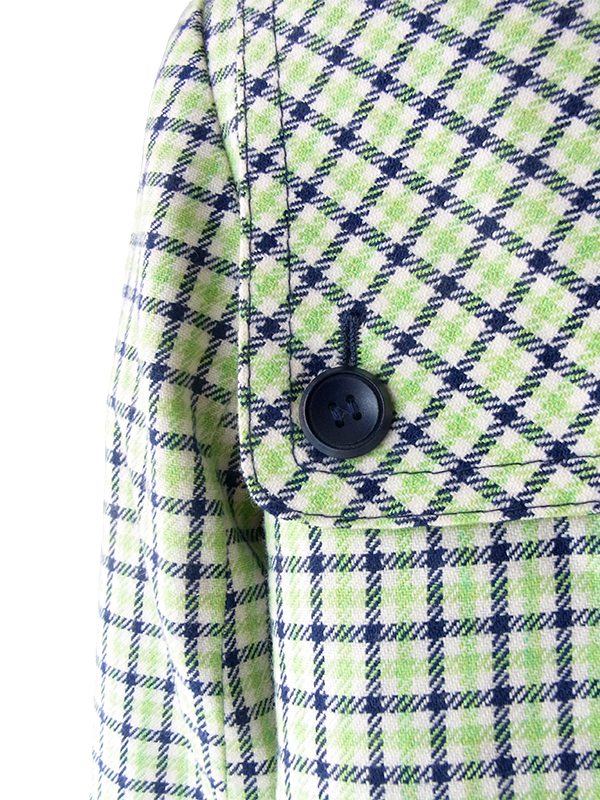 ヨーロッパ古着 ロンドン買い付け グリーン・ブルー・ホワイト チェック柄 比翼仕立て Aライン コート 20BS101