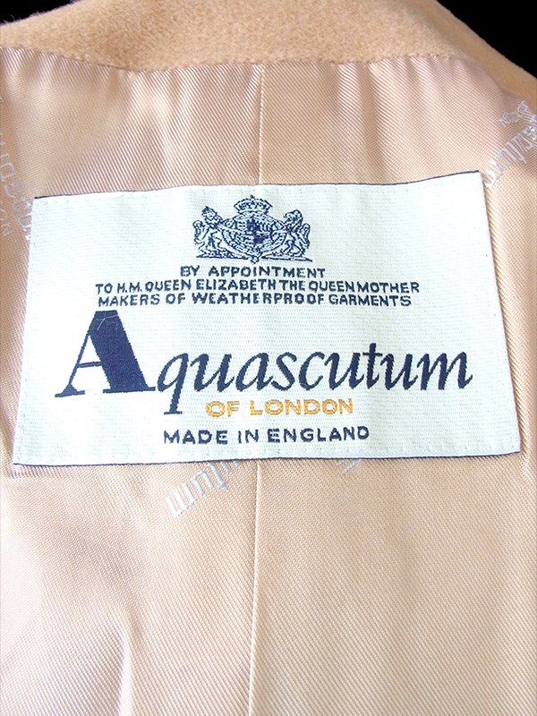 【送料無料】イギリス製 Aquascutum アクアスキュータム サンドブラウン X ウール・カシミア混 コート 20BS103【ヨーロッパ古着】