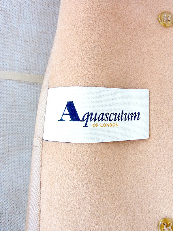 【送料無料】イギリス製 Aquascutum アクアスキュータム サンドブラウン X ウール・カシミア混 コート 20BS103【ヨーロッパ古着】