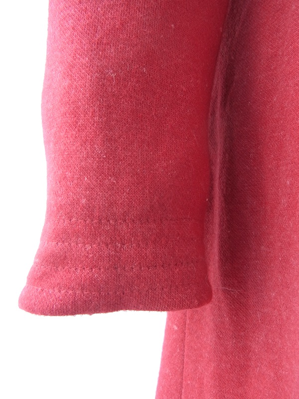 ヨーロッパ古着 ロンドン買い付け 60年代製 ボルドー X 肩口に型押しオーナメント 共布ベルト付き ワンピース 20BS114