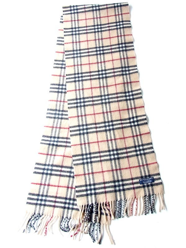 ヨーロッパ古着 イギリス製 BURBERRY バーバリー X チェック柄 ウール マフラー 20BS129