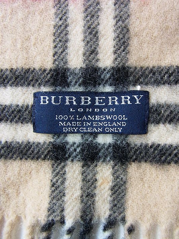 ヨーロッパ古着 イギリス製 BURBERRY バーバリー X チェック柄 ウール マフラー 20BS129