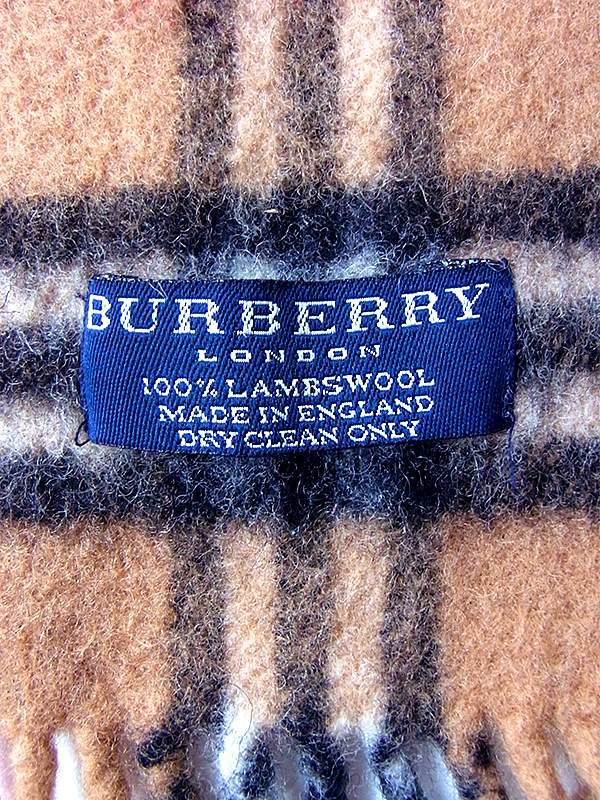 ヨーロッパ古着 イギリス製 BURBERRY バーバリー サンドブラウン X チェック柄 ウール マフラー 20BS130