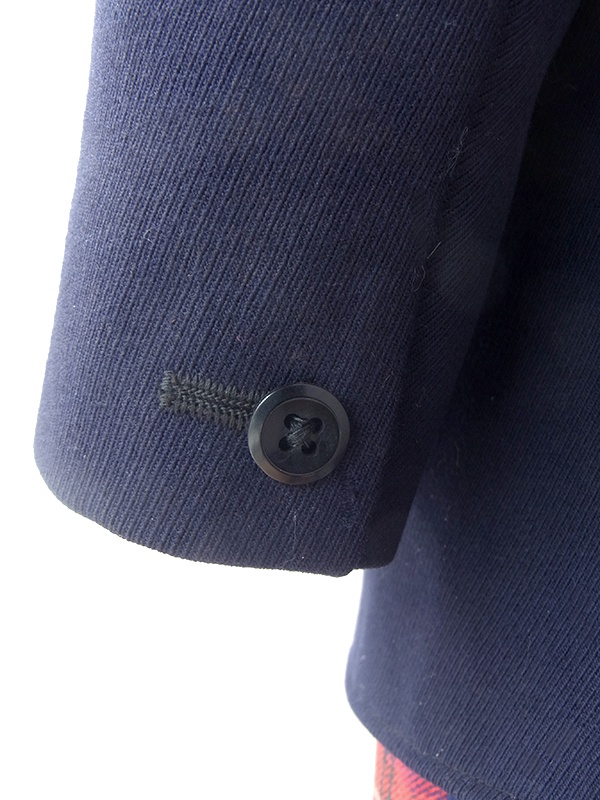 ヨーロッパ古着  60年代イギリス製 ネイビー X 襟 ベロア生地切り返し ウール ジャケット 20BS204