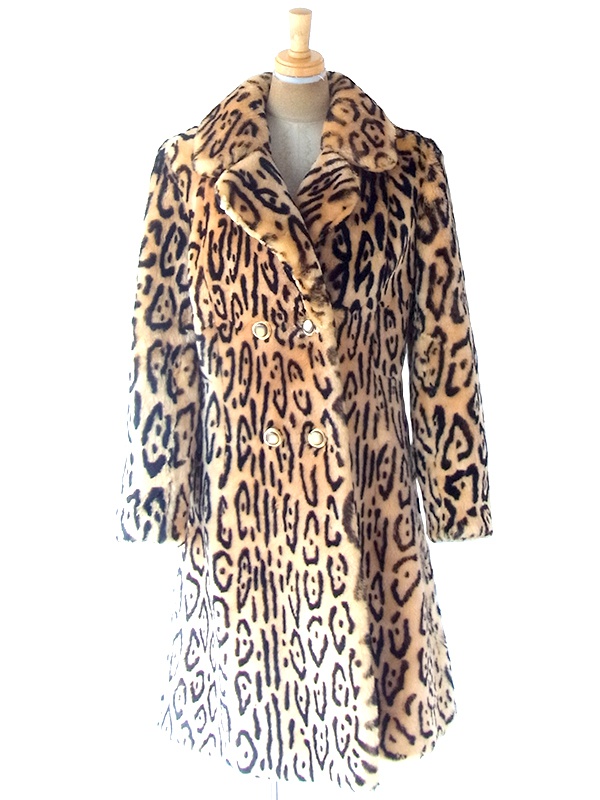 ヨーロッパ古着 ロンドン買い付け 70年代製 レオパード柄 フェイクファー 厚手 コート 20BS205