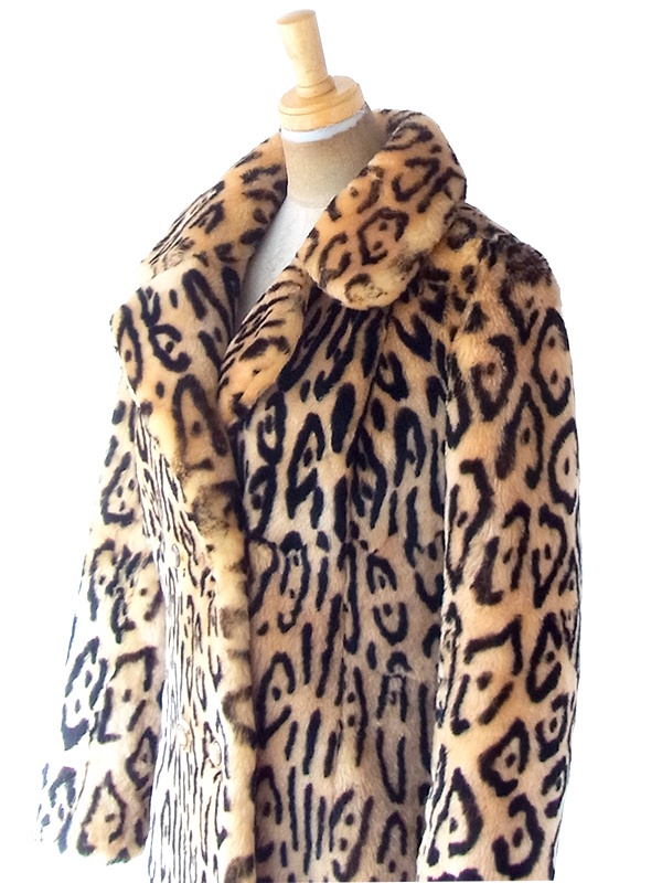 ヨーロッパ古着 ロンドン買い付け 70年代製 レオパード柄 フェイクファー 厚手 コート 20BS205