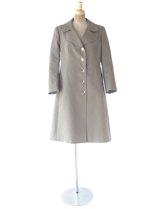 ヨーロッパ古着 ロンドン買い付け 60年代製 ライトグレイ X ゴールドボタン ウール コート 20BS208