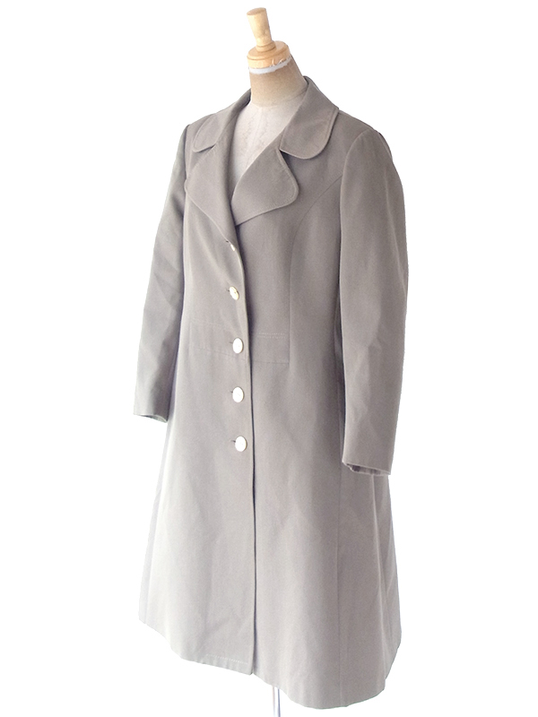 ヨーロッパ古着 ロンドン買い付け 60年代製 ライトグレイ X ゴールドボタン ウール コート 20BS208
