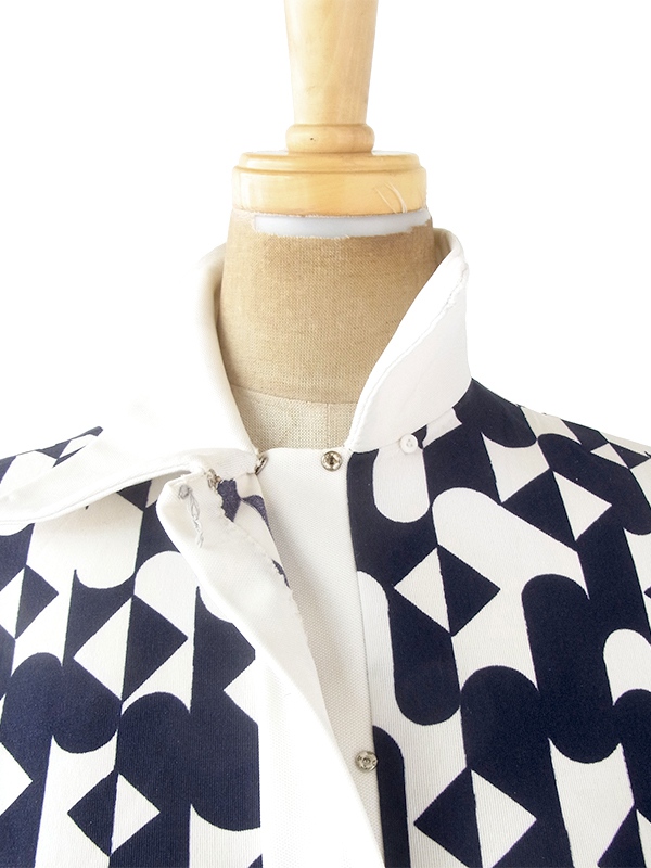 ヨーロッパ古着 フランス買い付け 70年代製 2トーン X レトロ柄 ヴィンテージ ワンピース 20FC003