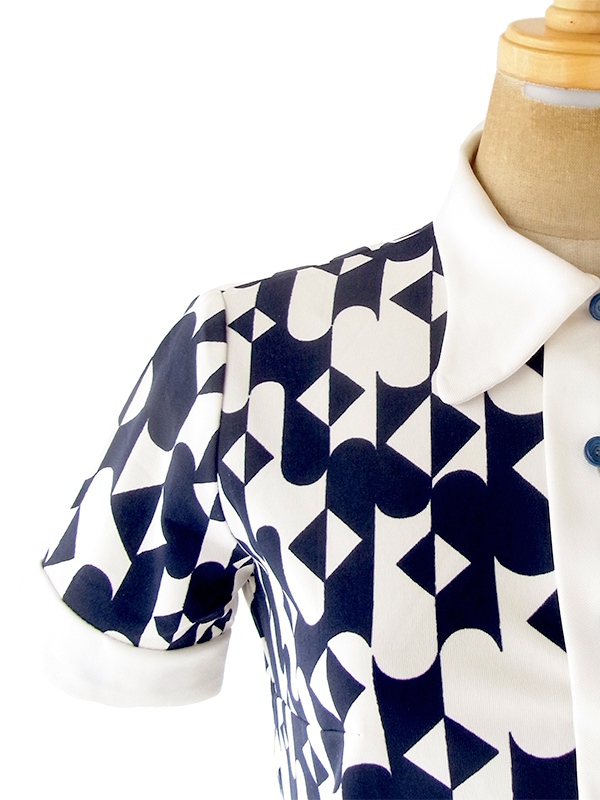 ヨーロッパ古着 フランス買い付け 70年代製 2トーン X レトロ柄 ヴィンテージ ワンピース 20FC003