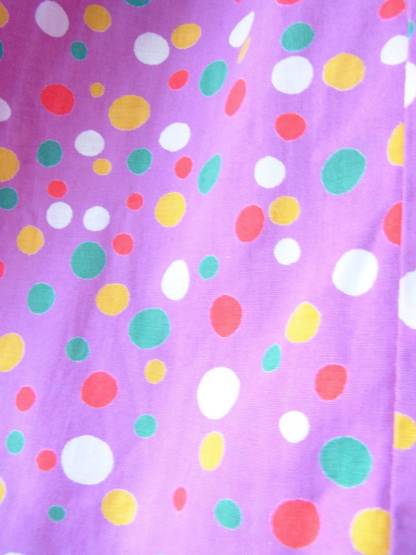 ヨーロッパ古着 フランス買い付け 60年代製 パープル X カラフル 水玉 固定共布ベルト付き ワンピース 20FC015