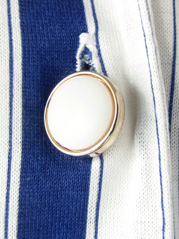 ヨーロッパ古着 60年代フランス製 ブルー X ホワイト ストライプ 共布ベルト付き ヴィンテージ ワンピース 20FC216