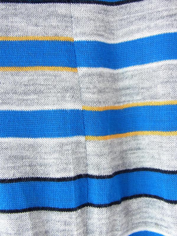 ヨーロッパ古着 フランス買い付け 60年代製 グレイ X ブルー・イエロー ボーダー ヴィンテージ ワンピース 20FC302