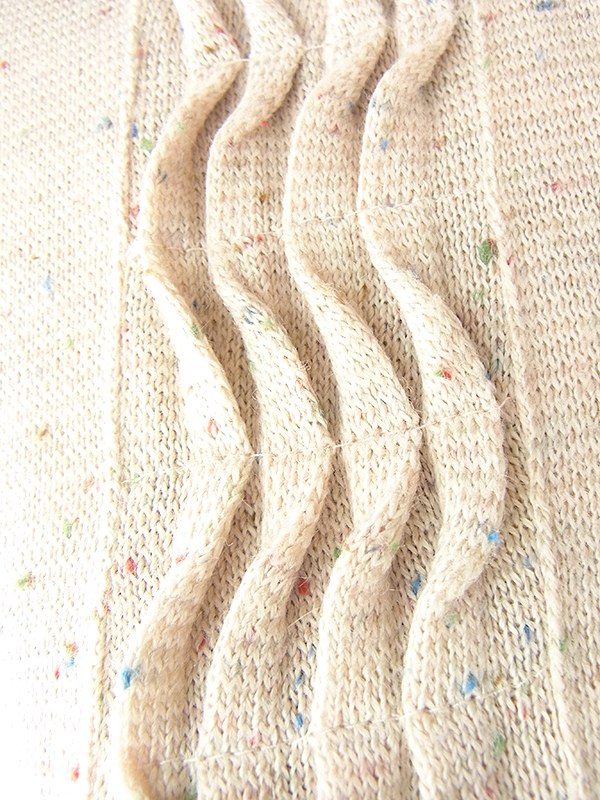 ヨーロッパ古着 フランス買い付け 70年代製 アイボリー X カラフル糸織り込み 共布ベルト付き ワンピース 20FC312