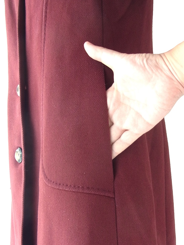 ヨーロッパ古着 フランス買い付け 60年代製 ボルドー X シームデザイン ヴィンテージ ウール コート 20FC401