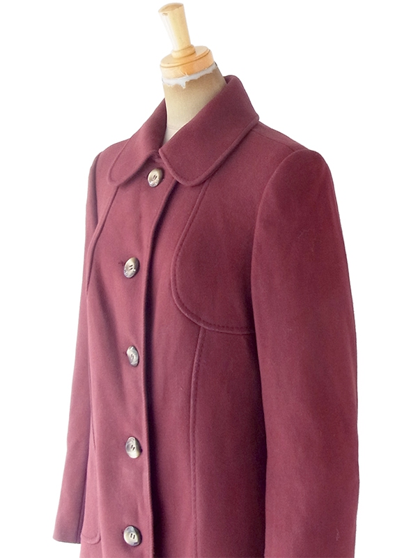ヨーロッパ古着 フランス買い付け 60年代製 ボルドー X シームデザイン ヴィンテージ ウール コート 20FC401